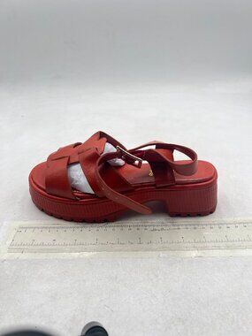 Red Women Vintage Closed Toe Sandals Caged Comfort Adjustable Buckle Sandals